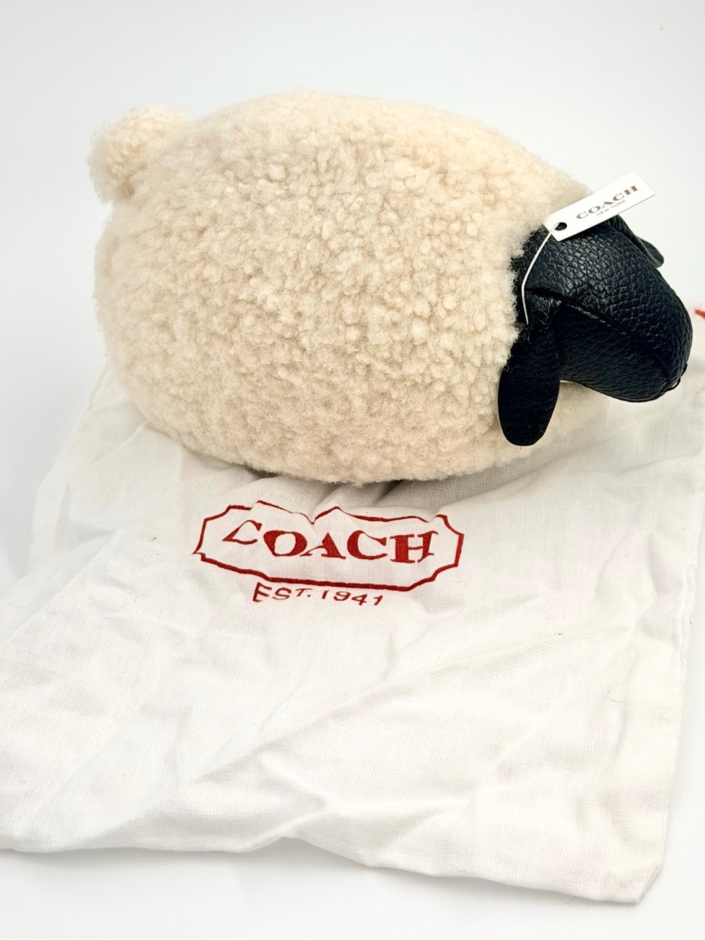 RARE NWT Coach Shearling Sheep Ram Paperweight Desk Decor Black Natural